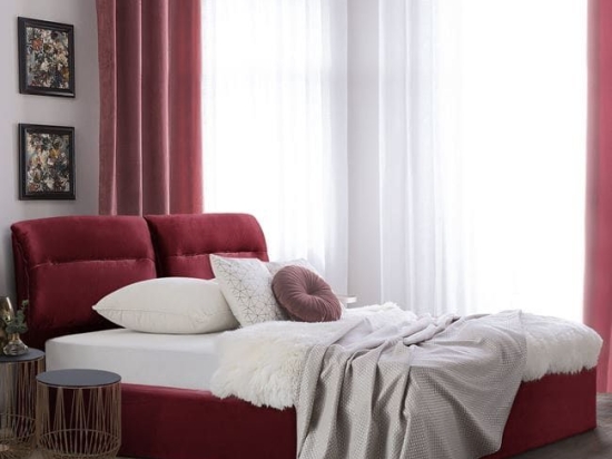 Κρεβάτι Kendra Red Και Αποθηκευτικό Χώρο 160X200 HM565.06 Διπλό Βελούδο