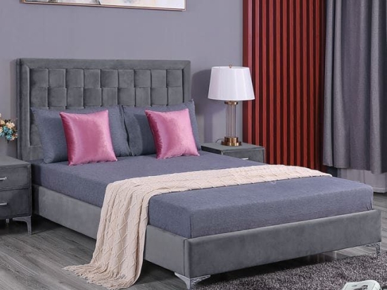 Κρεβάτι Montpellier 150Χ200 Grey HM592.01 Διπλό Βελούδο