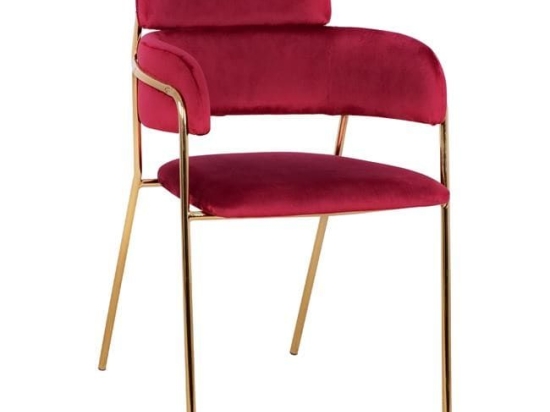 Πολυθρόνα Kelso HM8521.06 Bordo 55x53x80 εκ. Σετ 4τμχ Βελούδο, Μέταλλο