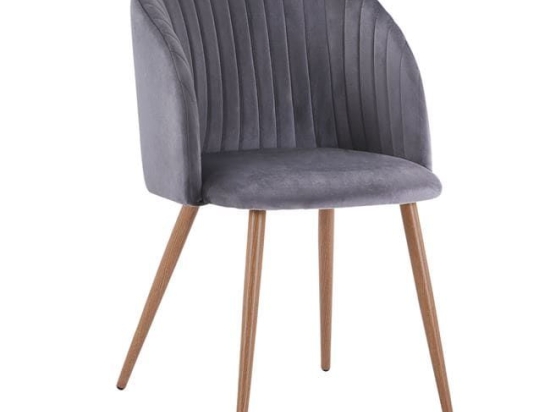 Πολυθρόνα Leah Grey HM8543.01 51x58x80Υ εκ. Σετ 2τμχ Βελούδο, Μέταλλο