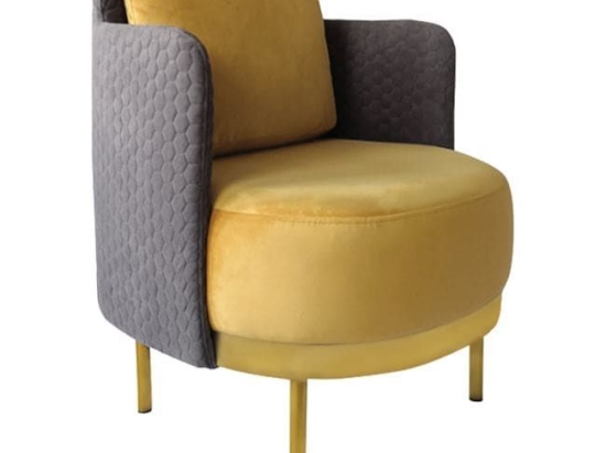 Πολυθρόνα Ragna HM8636 Grey - Gold 73Χ77Χ74Υ εκ. Βελούδο, Μέταλλο