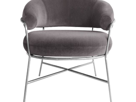 Πολυθρόνα Trudi HM8639.01 Grey 84x79x74Υ εκ. Βελούδο, Μέταλλο