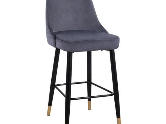 Σκαμπό Bar Paige HM8519.01 Grey 51Χ57Χ110Υ εκ. Σετ 2τμχ Βελούδο, Μέταλλο