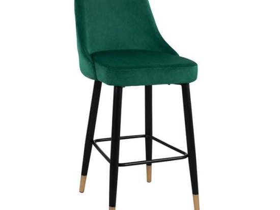 Σκαμπό Bar Paige HM8519.03 Dark Green 51Χ57Χ110Υ εκ. Σετ 2τμχ Βελούδο, Μέταλλο
