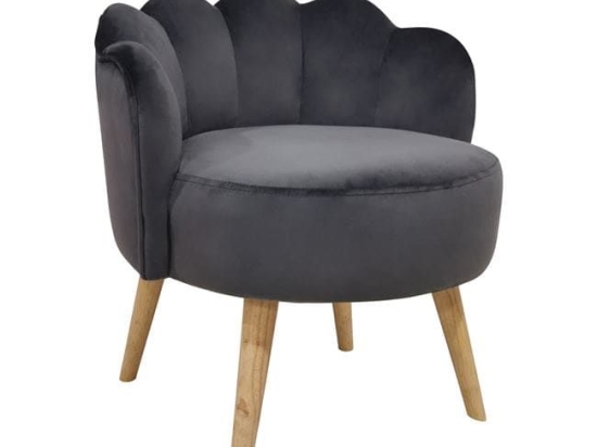 Σκαμπό Elise HM8628.01 Grey 55x53x61Υ εκ. Βελούδο, Ξύλο