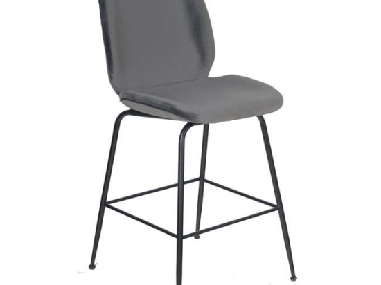 Σκαμπό Nora Μεσαίου Ύψους HM8524.01 Grey & Black Σετ 2τμχ Βελούδο, Μέταλλο