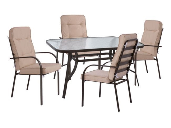 Τραπεζαρία Σετ 5TMX 140Χ80Χ72Υεκ.Brown HM10562.02 4 Θέσεων