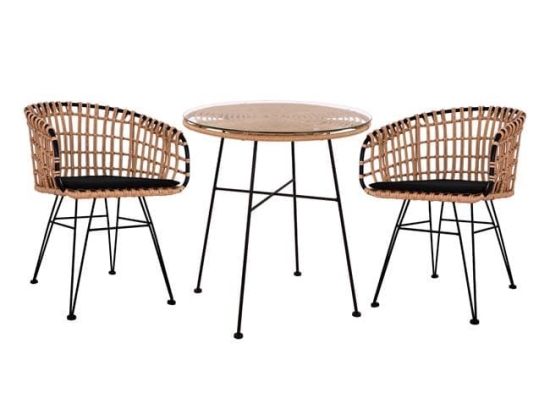 Τραπεζαρίας Σετ 3Τμχ Allegra Φ70Χ74Υ Beige & Black HM10474 2 Θέσεων