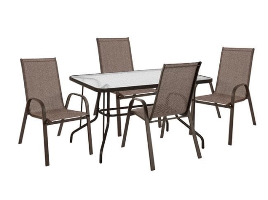 Τραπεζαρίας Σετ 5 Τμχ 120Χ70Χ71Υ Brown HM10565.02 4 Θέσεων