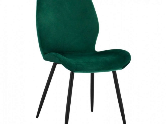 Καρέκλα Klay HM8730.03 49X62,5X87cm Forest Green-Black Σετ 2τμχ Βελούδο, Μέταλλο