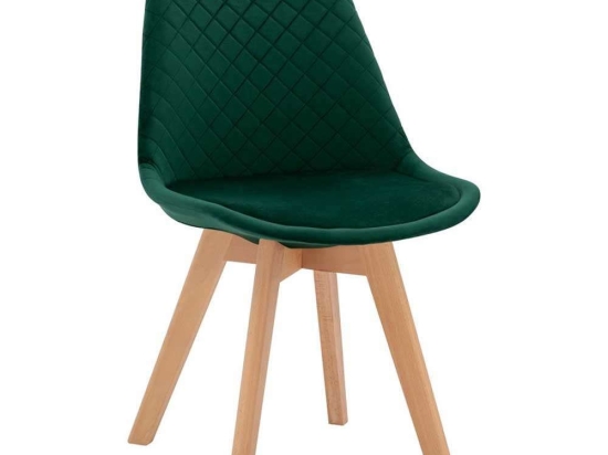Καρέκλα Venice HM8719.03 49x56x84Υcm Forest Green Σετ 4τμχ Βελούδο, Ξύλο