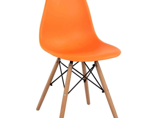 Καρέκλα Με κάθισμα Twist PP HM8460.06 46x50x82cm Orange Σετ 4τμχ Ξύλο,Πολυπροπυλένιο