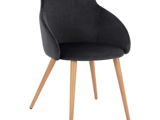 Πολυθρόνα Ivy HM8546.04 53x55x79cm Black Σετ 2τμχ Βελούδο, Μέταλλο