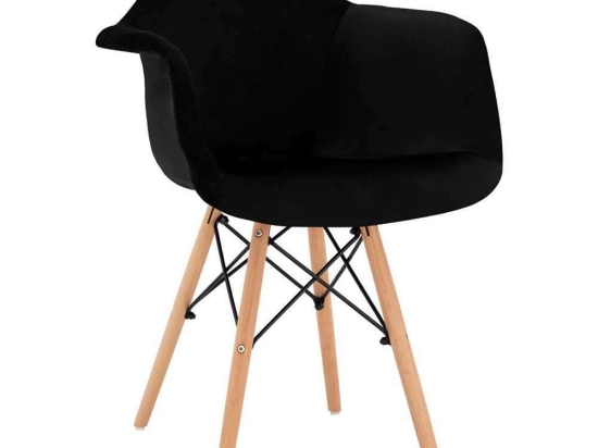 Πολυθρόνα Mirto HM8720.04 62x62x80Υcm Black Σετ 2τμχ Βελούδο, Ξύλο