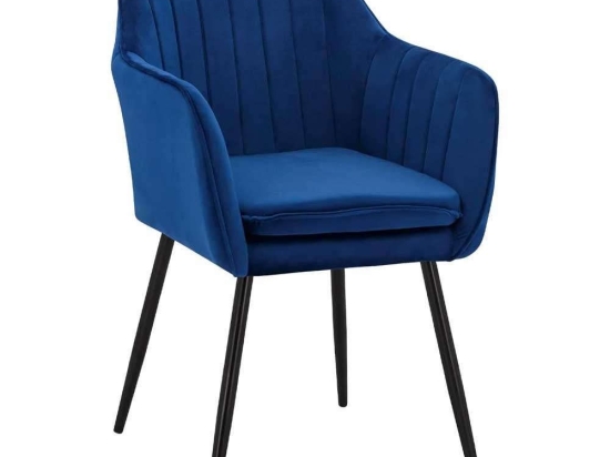 Πολυθρόνα Sawyer HM8523.18 53Χ60Χ76Υcm Blue-Black Σετ 2τμχ Βελούδο, Μέταλλο