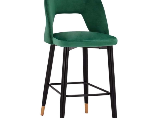 Σκαμπό Μπαρ Harper HM8526.03 50x51x111Ycm Forest Green Σετ 2τμχ Βελούδο, Μέταλλο