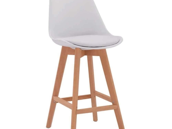 Σκαμπό Μπαρ Vegas HM8000.11 48x58x105Υcm White Σετ 4τμχ Ξύλο,Πολυπροπυλένιο,Τεχνόδερμα