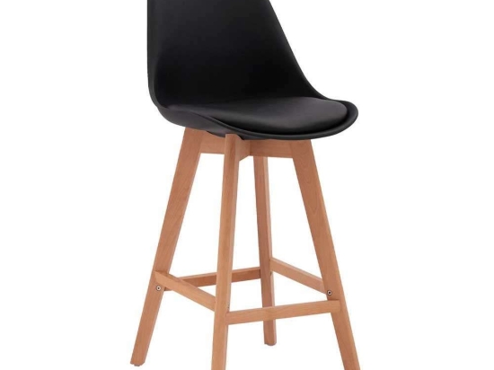Σκαμπό Μπαρ Vegas HM8000.12 48x58x105Υcm Black Σετ 4τμχ Ξύλο,Πολυπροπυλένιο,Τεχνόδερμα