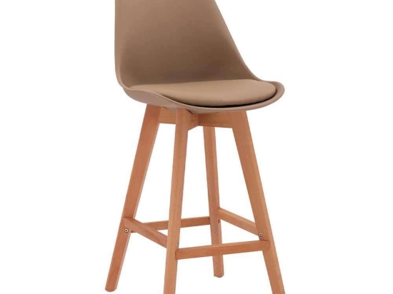 Σκαμπό Μπαρ Vegas HM8000.45 48x58x105Υcm Cappuccino Σετ 4τμχ Ξύλο,Πολυπροπυλένιο,Τεχνόδερμα