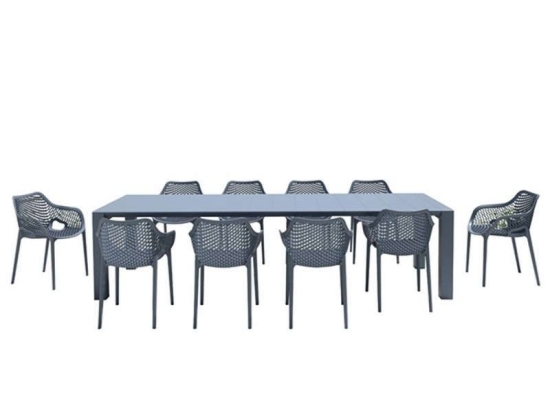 Τραπεζαρία Σετ 11Τμχ Vegas/Air XL 20.9993 100X260/300cm Dark Grey Siesta 10 Θέσεων