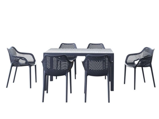 Τραπεζαρία Σετ 7Τμχ Ares/Air XL / 20.9999 140X80cm Dark Grey Siesta 6 Θέσεων