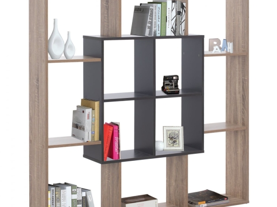 Βιβλιοθήκη HM8771.02 136X22X136 Grey Μελαμίνη