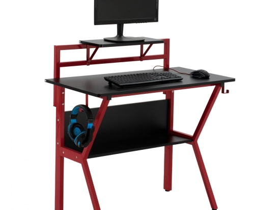 Γραφείο Gaming Black Με Red Με Μεταλλικό Σκελετό ΗΜ8773 102x51x94cm