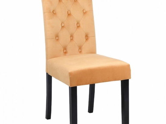 Καρέκλα Roxie HM8919.09 (Σετ 2τμχ) 46,5x61,5x100cm Gold Ξύλο,Ύφασμα