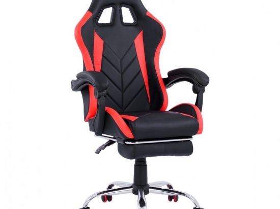 Καρέκλα Γραφείου Gaming Rutt HM1156.01 64x60x126 Με Ανακλινόμενη Πλάτη Και Υποπόδιο Black-Red