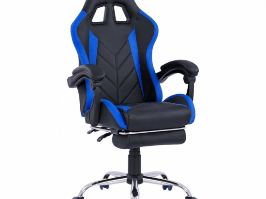 Καρέκλα Γραφείου Gaming Rutt HM1156.08 64x60x126 Με Ανακλινόμενη Πλάτη Και Υποπόδιο Black-Blue