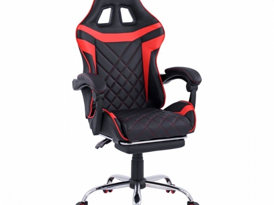 Καρέκλα Γραφείου Gaming Skyler HM1157.01 Με Ανακλινόμενη Πλάτη Και Υποπόδιο Black-Red