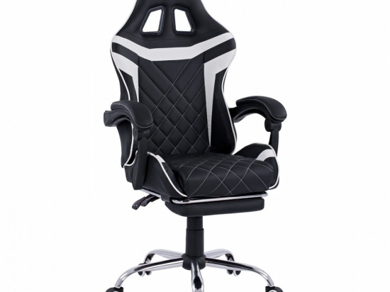 Καρέκλα Γραφείου Gaming Skyler HM1157.04 Με Ανακλινόμενη Πλάτη Και Υποπόδιο Black-White
