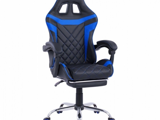 Καρέκλα Γραφείου Gaming Skyler HM1157.08 Με Ανακλινόμενη Πλάτη Και Υποπόδιο Black-Blue