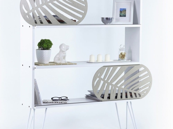 Ραφιέρα Δαπέδου Sillia HM9181.01 94x25x117cm White - Ecru Μελαμίνη,Μέταλλο