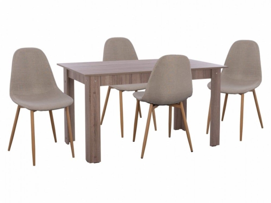 Τραπεζαρία HM11618.07 (Σετ 5τμχ) 140x80x77 Light Beige 4 Θέσεων