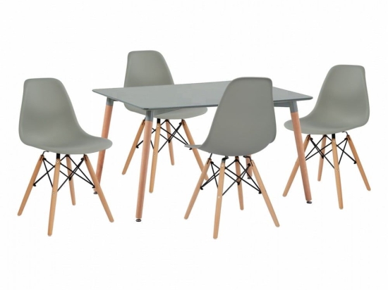 Τραπεζαρία HM10229.10 (Σετ 5τμχ) Τραπέζι Minimal 120x80x73cm Με Καρέκλες Twist Grey 4 Θέσεων