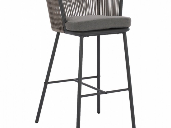 Σκαμπό Bar Brogan HM5714.01 Grey 53x42x101cm Αλουμίνιο,Wicker
