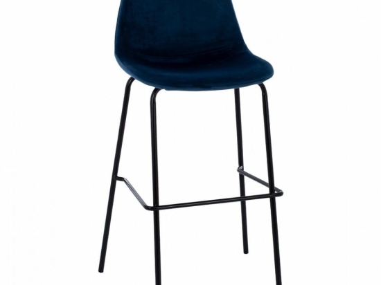 Σκαμπό Bar Vincent HM8579.18 (Σετ 4τμχ) 56,5x47x106cm Blue Βελούδο, Μέταλλο
