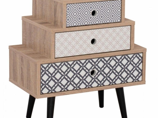 Συρταριέρα Hattie HM8758 Με 3 Συρτάρια 52x30x57cm Sonama - Grey