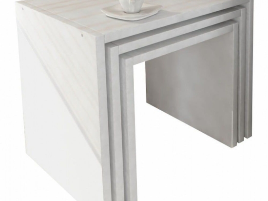 Τραπέζι Ζιγκόν Aceline (Σετ 3τμχ) HM9069.01 44,5x35x38,5cm White Μελαμίνη