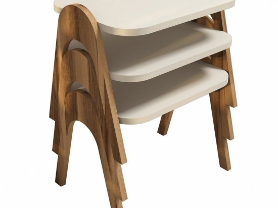 Τραπέζι Ζιγκόν Linnea (Σετ 3τμχ) HM9068.02 48,6x35,5x72cm Walnut - Ecru Μελαμίνη