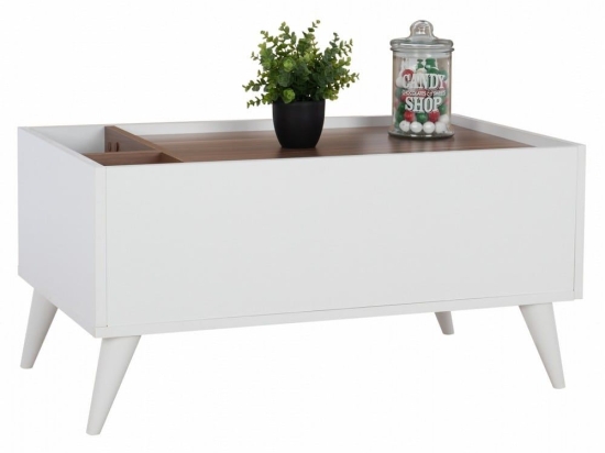 Τραπεζάκι Σαλονιού Carmelo HM9165 90x55,5x45cm White-Walnut Μελαμίνη