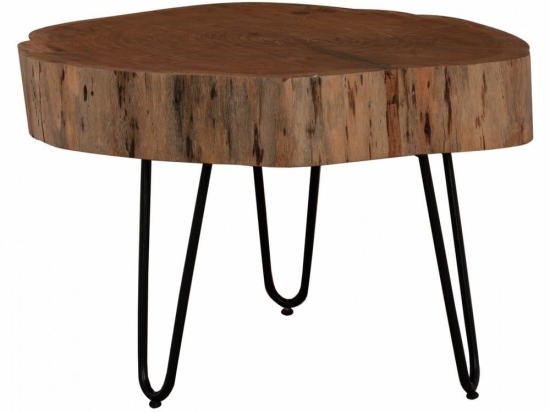 Τραπεζάκι Σαλονιού Claudine HM8779.11 60x60x40cm Από Μασίφ Κορμό Ακακίας Natural Μέταλλο,Ξύλο