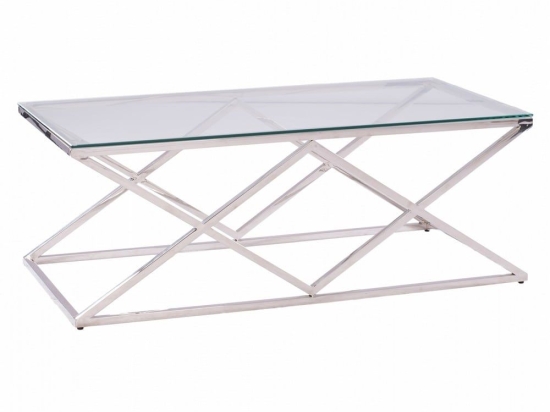 Τραπεζάκι Σαλονιού Holland HM8624.01 120X60Χ45 Chrome Μέταλλο,Γυαλί