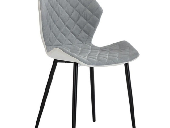Καρέκλα Mirka 11.1578 (Σετ 2τμχ) 48X51X85 White Grey Μέταλλο,Ύφασμα,Pu