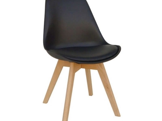 Καρέκλα Τραπεζαρίας Logan Plus 10.0015.S (Σετ 4τμχ) 58Χ49Χ82cm Black Ξύλο,Πολυπροπυλένιο,Τεχνόδερμα
