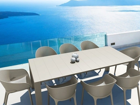 Τραπεζαρία Vegas Sky 20.9981 (Σετ 9τμχ) 100X180-220cm Taupe 8 Θέσεων