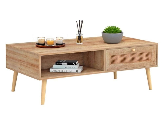 Τραπέζι Σαλονιού Colm Rattan HM9224.11 110x59x39,5cm Natural-Οak Μελαμίνη