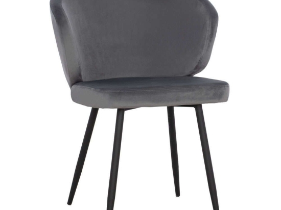 Πολυθρόνα Jiya HM8728.01 60x60x85cm Black-Grey Βελούδο, Μέταλλο
