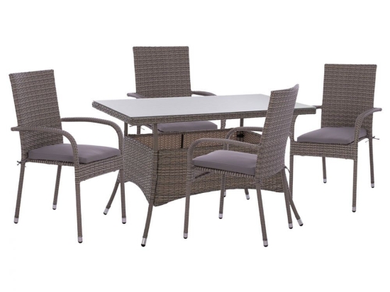 Τραπεζαρία Κήπου (Σετ 5Τμχ) HM11711.31 120x70x75cm Grey 4 Θέσεων